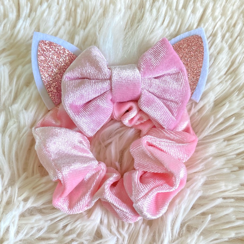 Pink Aristocats Marie Minnie Mouse Ears Hair Scrunchie
